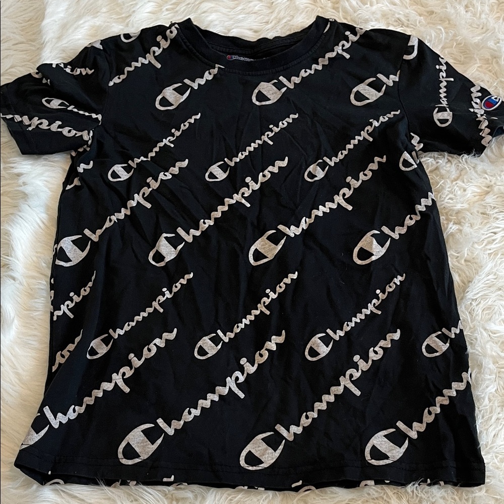 Champion Kids Black and White Logo Tee